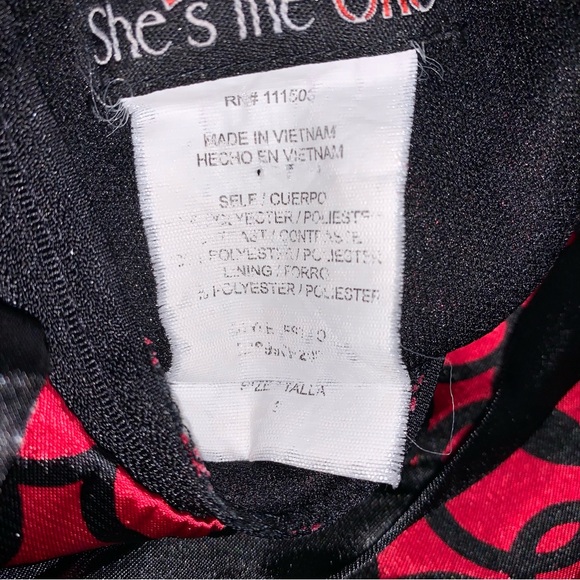 Red Black Girls’ Satin Dress Circle Pattern 6-7 Summer Sundress Bow - Picture 7 of 11